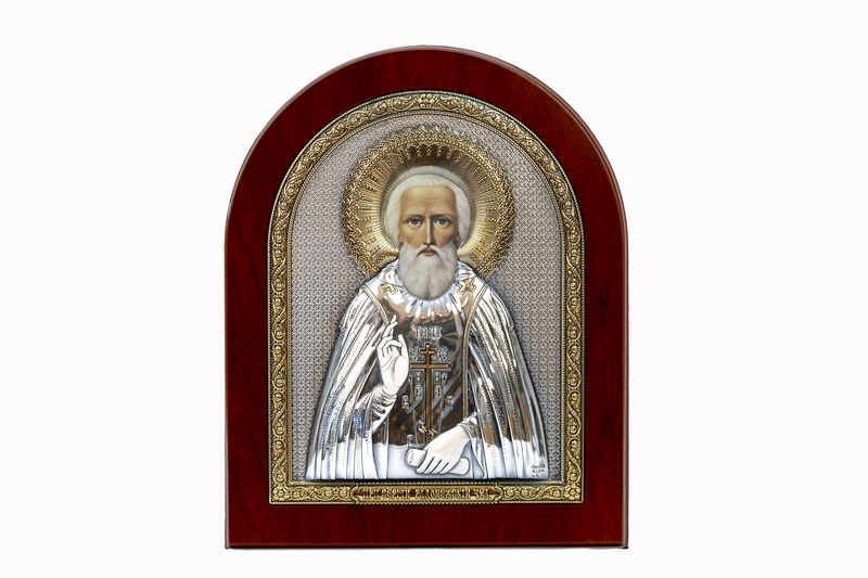 St. Sergius Of Radonezh - Arch, Painted Print, Silver-Plating, Solid Wood, Uncovered, Unencrusted 5.71x176mm