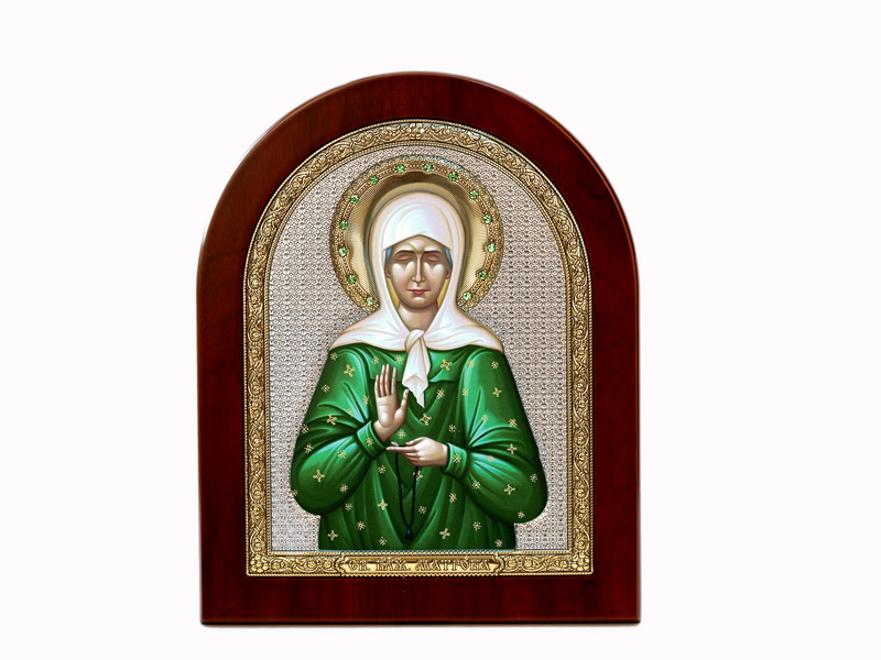 St. Matrona Of Moscow - Arch, Painted Print, Solid Wood, Uncovered, Gem-Encrusted 3.46x104mm