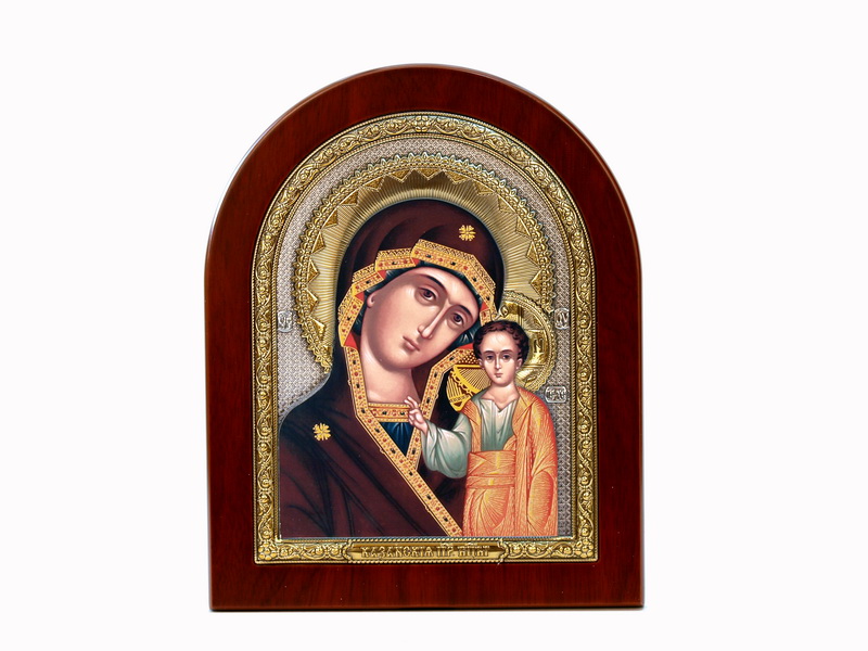 Virgin Mary Kazanskaya - Arch, Painted Print, Solid Wood, Uncovered, Unencrusted 7.64x242mm