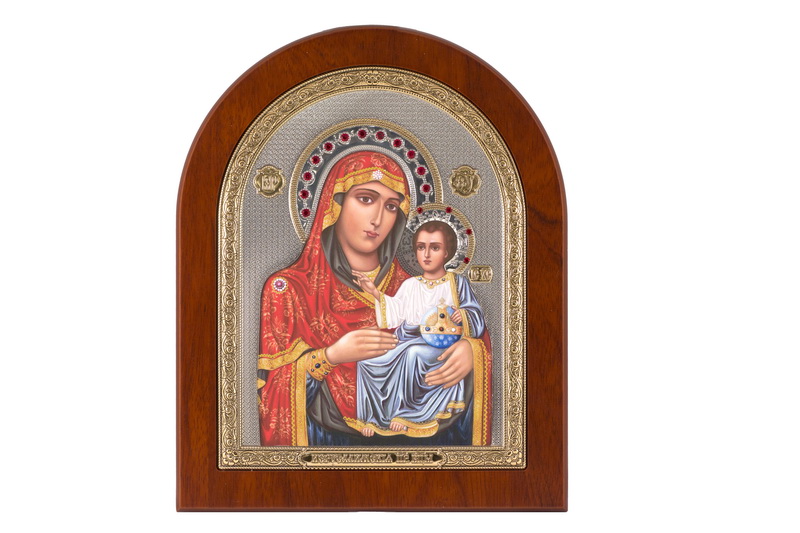 Theotokos the Jerusalemite - Arch, Painted Print, Solid Wood, Uncovered, Gem-Encrusted 7.64x242mm