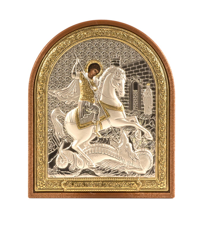 St. George the Victorious - Arch, Painted Print, Silver-Plating, Textured Plastic, Uncovered, Unencrusted 3.54x110mm