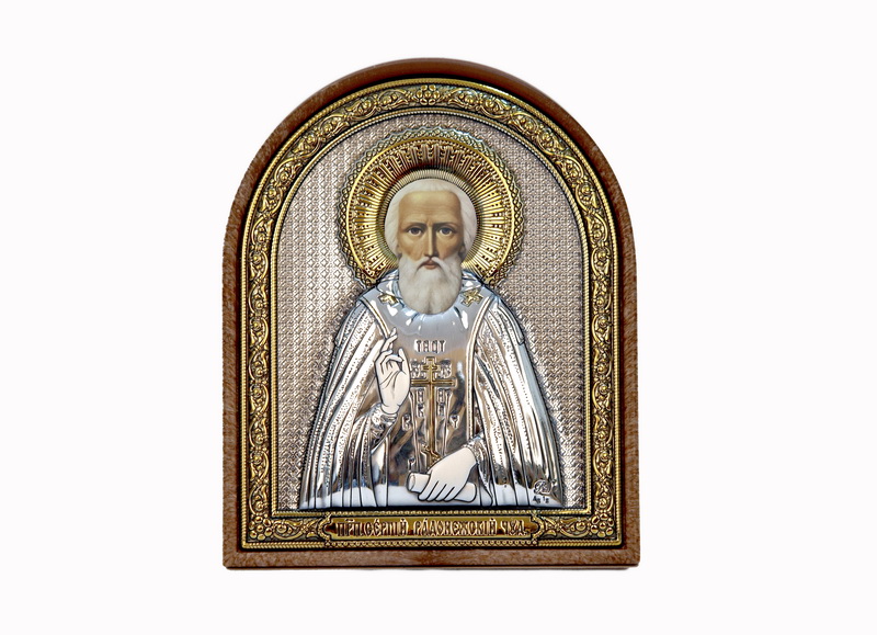 St. Sergius Of Radonezh - Arch, Painted Print, Silver-Plating, Textured Plastic, Uncovered, Unencrusted 2.56x80mm