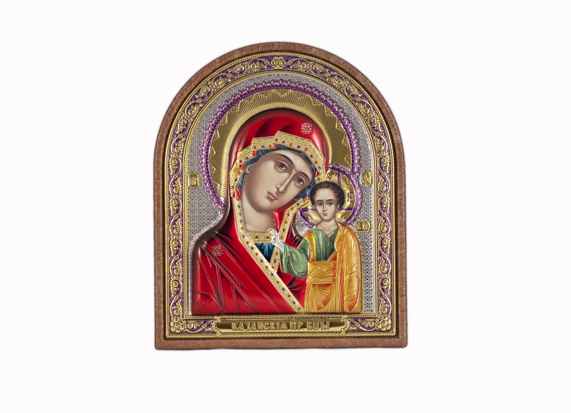 Virgin Mary Kazanskaya - Arch, Painted Silver-Plating, Textured Plastic, Uncovered, Unencrusted 3.54x110mm