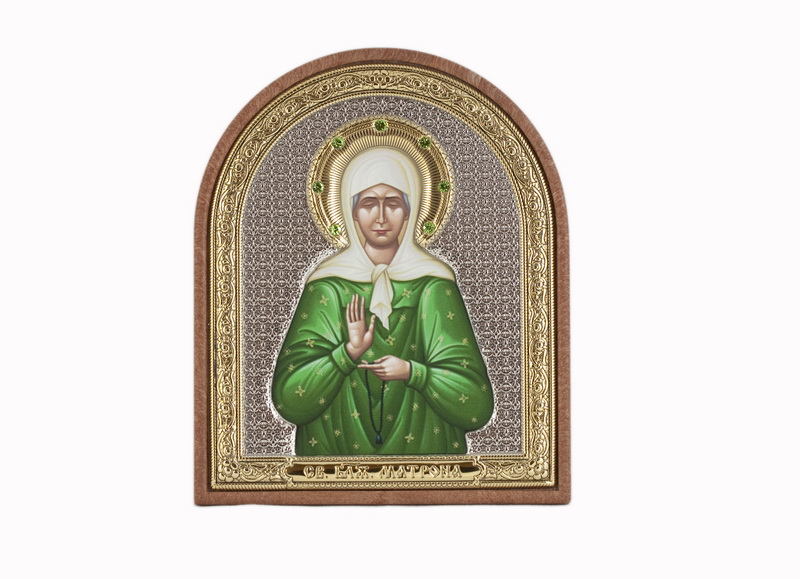 St. Matrona Of Moscow - Arch, Painted Print, Textured Plastic, Uncovered, Gem-Encrusted 2.56x80mm