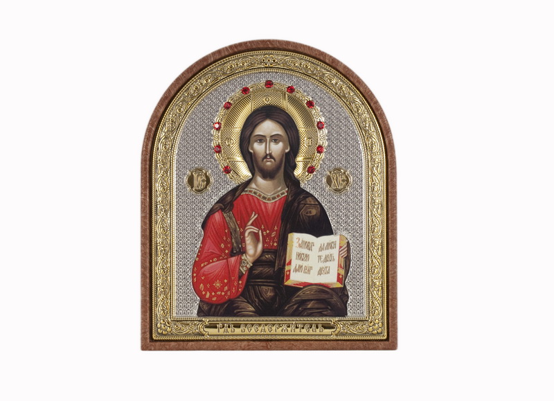 Jesus Christ Blessing - Arch, Painted Print, Textured Plastic, Uncovered, Gem-Encrusted 4.57x147mm