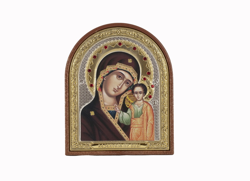 Virgin Mary Kazanskaya - Arch, Painted Print, Textured Plastic, Uncovered, Gem-Encrusted 4.57x147mm