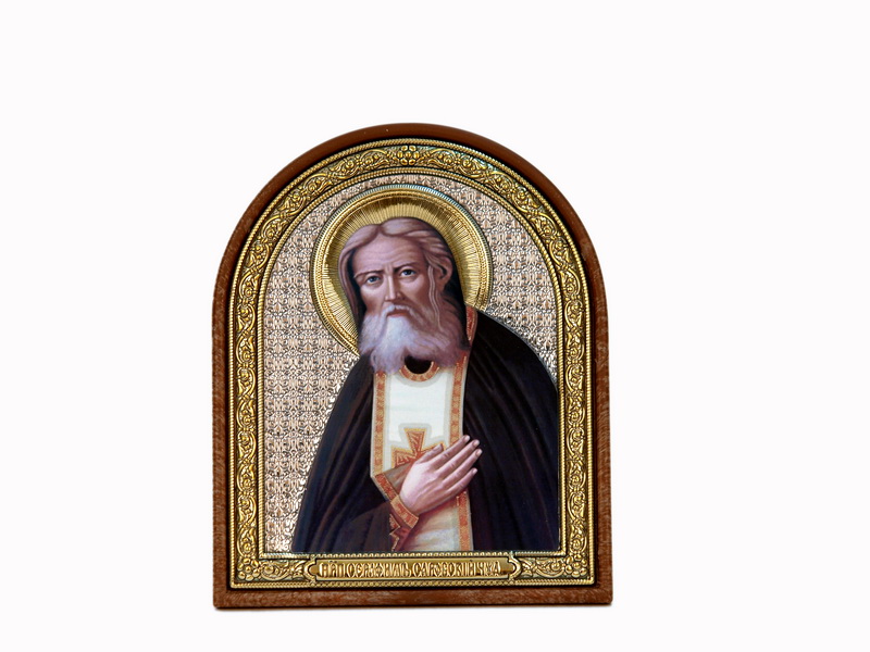 St. Seraphim Of Sarov - Arch, Painted Print, Textured Plastic, Uncovered, Unencrusted 2.56x80mm