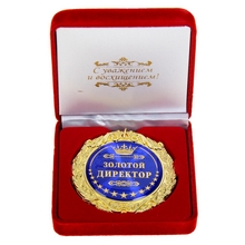медаль металл Золотой директор в подарочной коробке 9*9 см 486549, шт