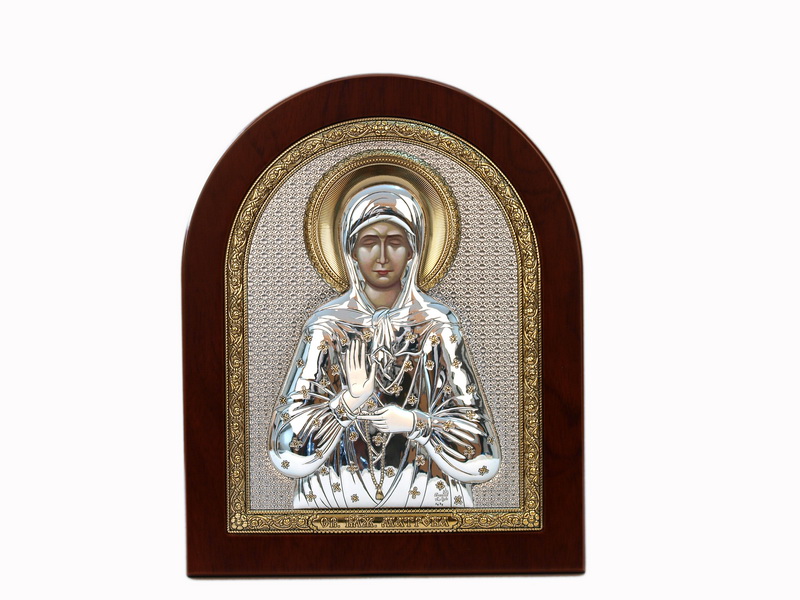 St. Matrona Of Moscow - Arch, Painted Print, Silver-Plating, Solid Wood, Uncovered, Unencrusted 3.46x104mm