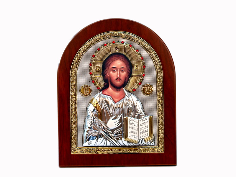 Jesus Christ Almighty - Arch, Painted Print, Silver-Plating, Solid Wood, Uncovered, Gem-Encrusted 4.53x135mm