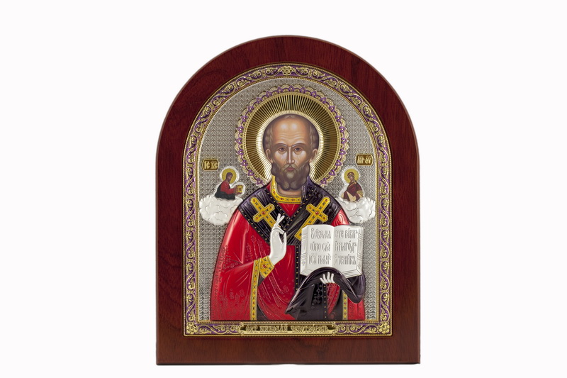 St. Nicholas - Arch, Painted Silver-Plating, Solid Wood, Uncovered, Unencrusted 3.46x104mm