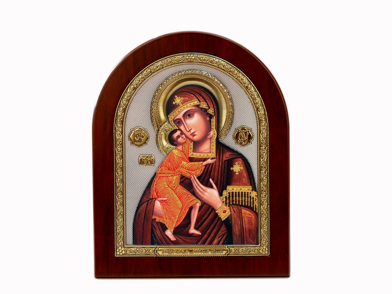 Virgin Mary Fedorovskaya - Arch, Painted Print, Solid Wood, Uncovered, Unencrusted 7.64x242mm