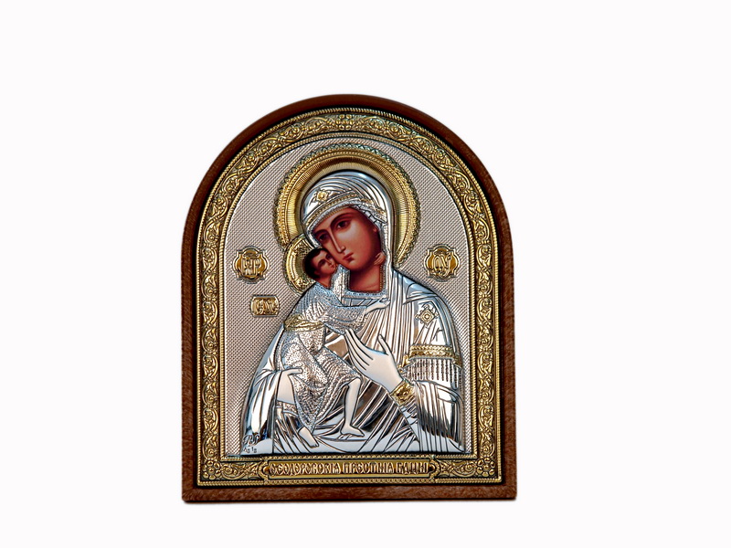 Virgin Mary Fedorovskaya - Arch, Painted Print, Silver-Plating, Textured Plastic, Uncovered, Unencrusted 3.54x110mm