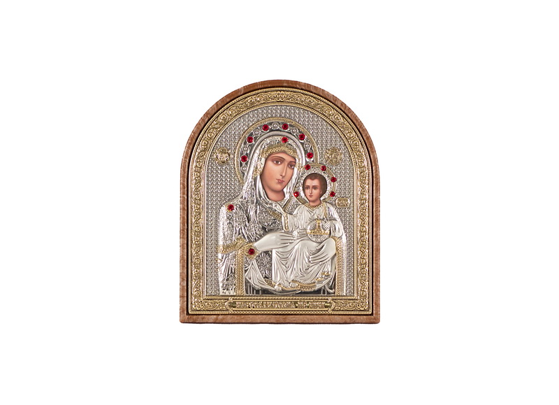 Theotokos the Jerusalemite - Arch, Painted Print, Silver-Plating, Textured Plastic, Uncovered, Gem-Encrusted 3.54x110mm