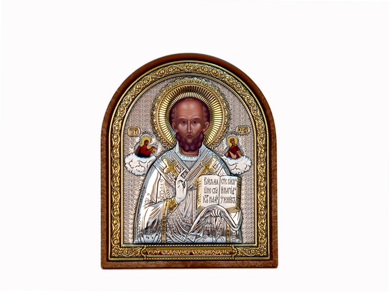 St. Nicholas - Arch, Painted Print, Silver-Plating, Textured Plastic, Uncovered, Unencrusted 3.54x110mm
