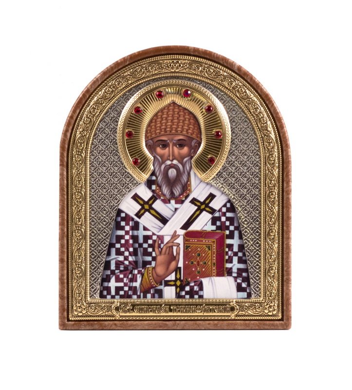 St. Spyridon of Tremithus - Arch, Painted Print, Textured Plastic, Uncovered, Gem-Encrusted 2.56x80mm