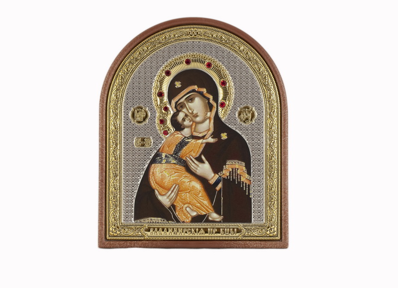 Virgin Mary Vladimirskaya - Arch, Painted Print, Textured Plastic, Uncovered, Gem-Encrusted 2.56x80mm