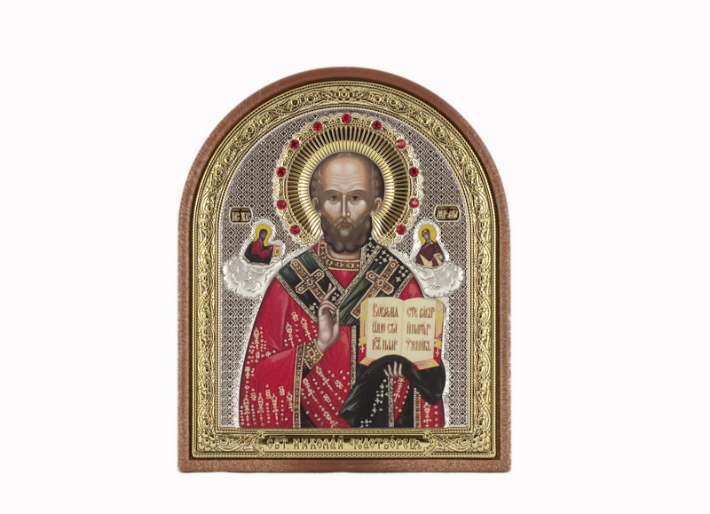 St. Nicholas - Arch, Painted Print, Textured Plastic, Uncovered, Gem-Encrusted 3.54x110mm